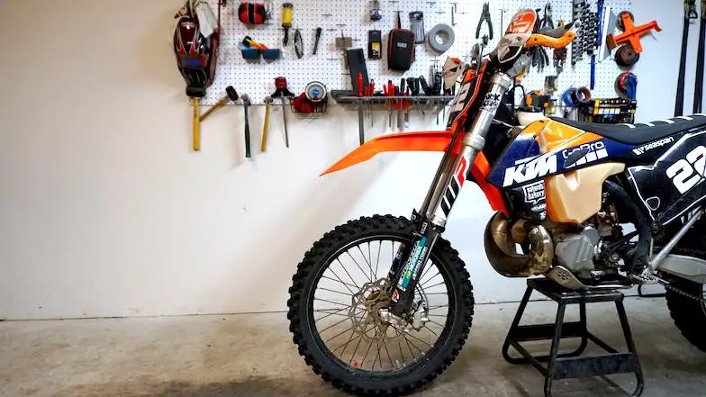 Straightening twisted dirt bike front forks on a center stand