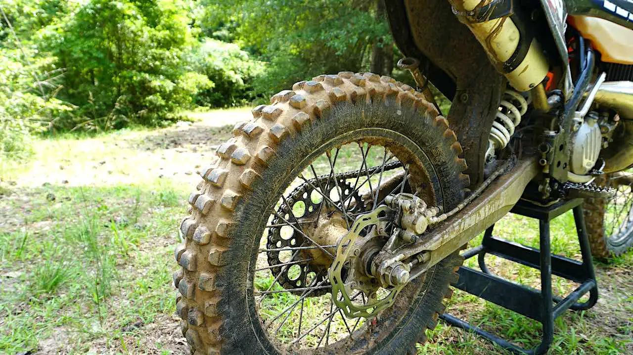 Bent rear brake rotor on a dirt bike