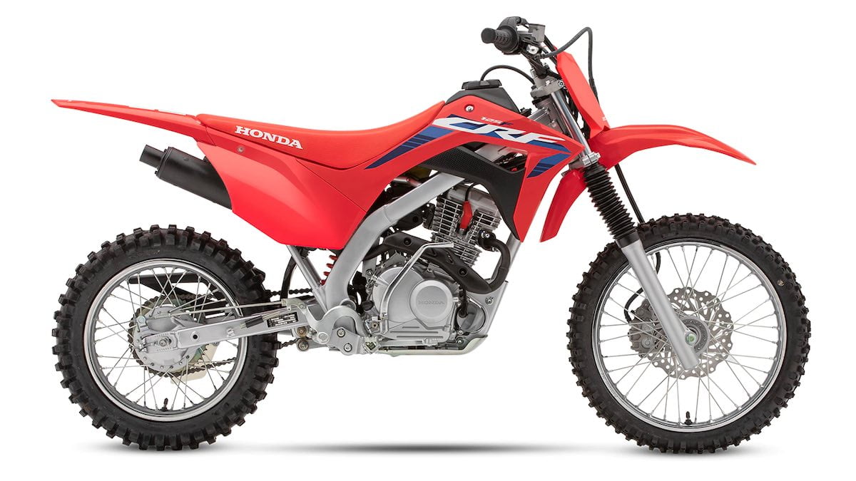 Side view of the third best trail dirt bike for short females Honda CRF125F