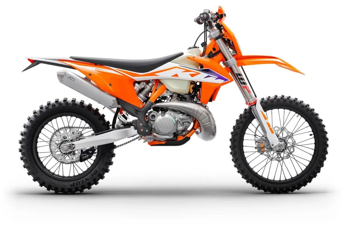 Side view of the second best women's dirt bike for trail riding KTM 250 XC-W