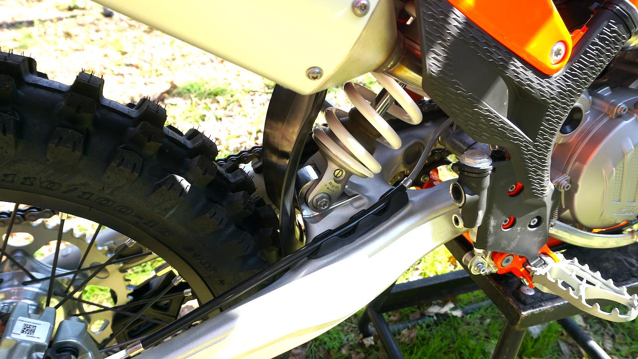 The 2023 KTM XCW 300 has a PDS style rear shock.