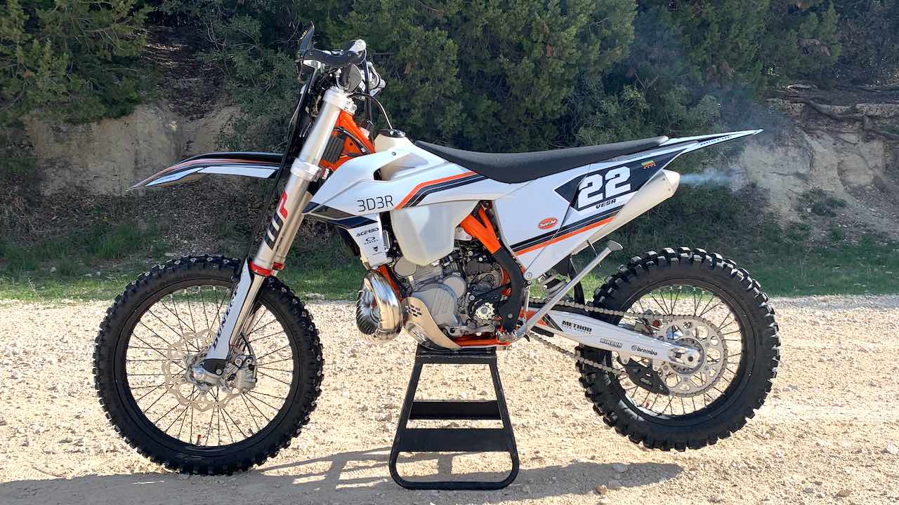 New graphics installed on a 2023 KTM 300 XC-W.
