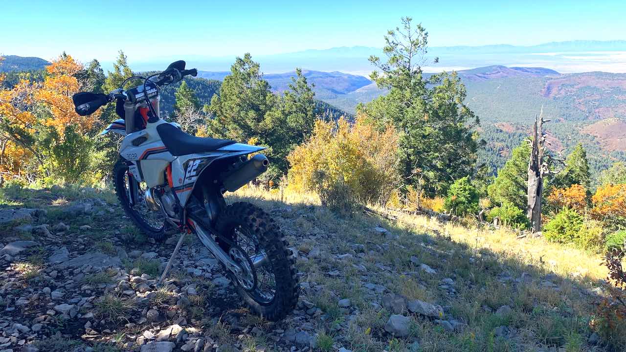 Dirt bike riding at Rim Trail in Cloudcroft New Mexico